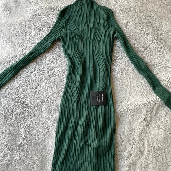 Lulus | Dresses | Nwt Lulus Snug As Can Be Dark Green Ribbed Mock Neck  Sweater Dress S | Poshmark